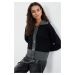 Trendyol Anthracite Soft Textured Color Blocked Knitwear Cardigan