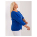 Navy blue casual cotton blouse plus size