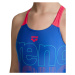 Arena girls swimsuit v back graphic royal/fluo red
