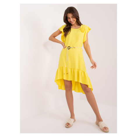 Yellow summer dress with ruffles