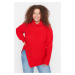 Trendyol Curve Red Turtleneck Slit Knitwear Sweater