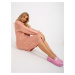 Light pink oversized knitted dress with turtleneck