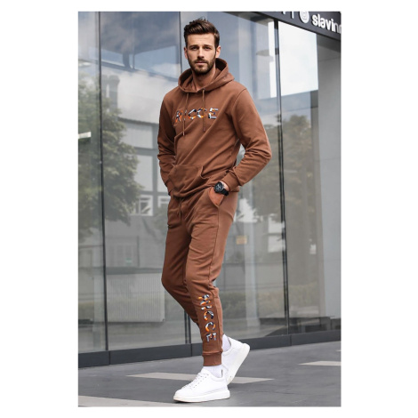 Madmext Men's Brown Printed Tracksuit 5298