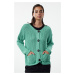 Trendyol Green Wide Pattern Thick Basic Knitwear Cardigan