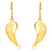 Zlaté 14K náušnice - veľké anjelské krídla, lesklý povrch, afroháčik
