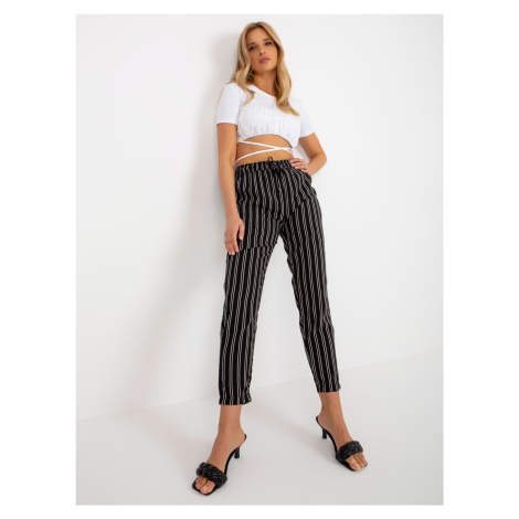 Black summer trousers SUBLEVEL made of striped fabric