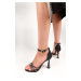 Shoeberry Women's Hien Black Virginia Satin Heels Shoes