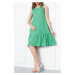 armonika Women's Grass Green SLEEVE SKIRT FRILLED DRESS