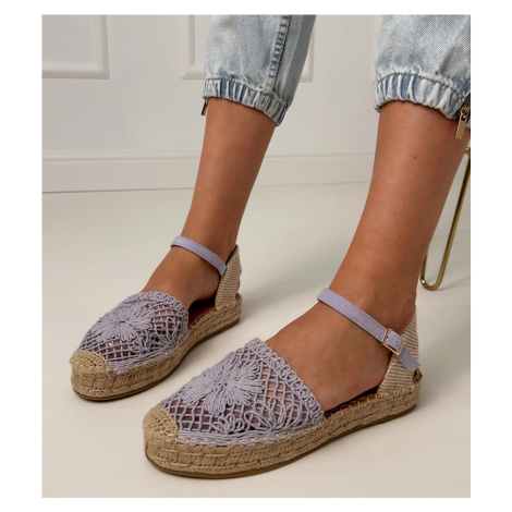 Gemre Fialové sandále espadrilky ažúrové Santos