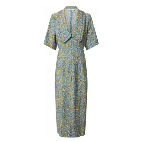 EDITED Košeľové šaty 'Nathaly'  modrá / žltá / zelená / biela