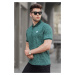 Madmext Dark Green Patterned Polo Neck T-Shirt 5876