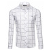 Biela pánska károvaná košeľa s dlhými rukávmi BOLF 0280