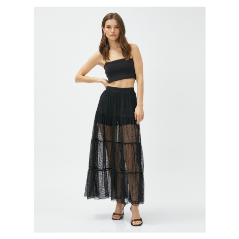 Koton Long Tulle Skirt with Layered Elastic Waist
