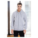 94090 Dewberry Kangaroo Pocket Hooded Zipper Mens Sweatshirt-GREY