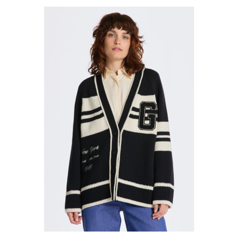 SVETER GANT VARSITY V-NECK CARDIGAN EBONY BLACK