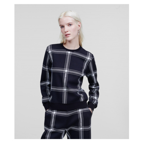 Mikina Karl Lagerfeld Check Printed Sweatshirt Black