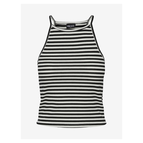 Women's White and Black Striped Tank Top Pieces Costina - Women