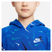 Nike NSW PO HD CLUB FLC FT AOP B Chlapčenská mikina, modrá, veľkosť