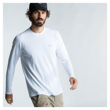 Pánske tričko s UV ochranou Sailing 500 s dlhým rukávom biele TRIBORD