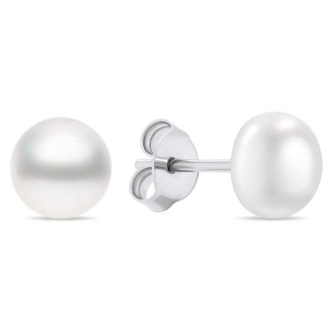 Brilio Silver Pôvabné strieborné náušnice kôstky s pravými perlami EA585/6/7/8W 0,5 cm