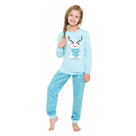 Dievčenské vianočné pyžamo s medvedíkom Ada modré