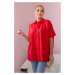 Cotton shirt with short sleeves, red