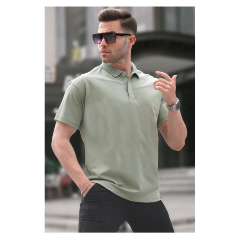 Madmext Almond Green Polo Neck Basic Men's T-Shirt 6126