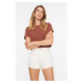 Trendyol White Contrast Thread Denim Shorts