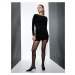 Koton Sequined Velvet Dress Long Sleeve Mini Length Lined Slim Fit