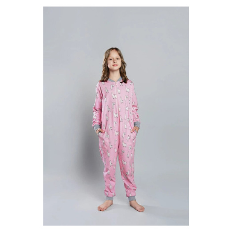 Llama children's jumpsuit with long sleeves, long pants - pink print Italian Fashion
