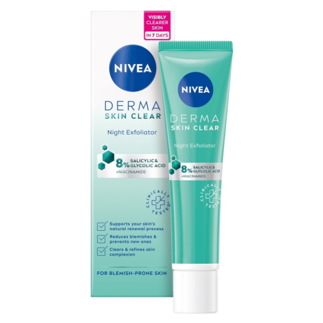 NIVEA Derma Skin Clear Nočný exfoliačný pleťový peeling 40 ml
