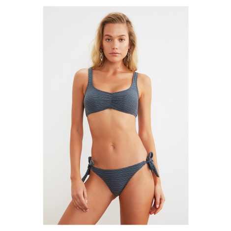 Trendyol Gray Textured Bikini Bottom