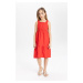 DEFACTO Girl's Poplin Strap Dress