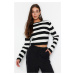 Trendyol Black Crop Basic Striped Knitwear Sweater