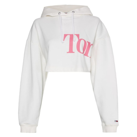 Tommy Jeans Mikina - TJW SUPER CROP BOLD TOMMY HOODIE biela