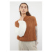 Trendyol Orange Wide Fit Soft Textured Color Blocked Knitwear Sweater