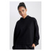 DEFACTO Fit Oversize Wide Pattern Hooded Athlete Basic Plain Sweatshirt