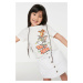 Trendyol Licensed Tom & Jerry Printed Basic Ecru Girls' Knitted T-Shirts