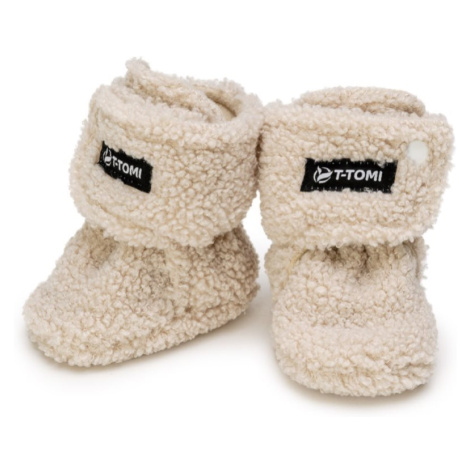 T-TOMI TEDDY Booties Cream detské capačky 9-12 months