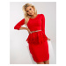 Red fitted cocktail dress with 3/4 sleeves