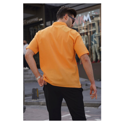 Madmext Mustard Basic Short Sleeved Men's Shirt 5598