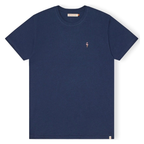Revolution  T-Shirt Regular 1364 FLA - Navy Mel  Tričká a polokošele Modrá