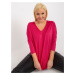 Basic blouse fuchsia size plus with 3/4 sleeves