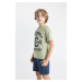 DEFACTO Boy's Crew Neck Printed Short Sleeve T-Shirt