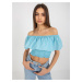 Light blue short blouse with Spanish frills