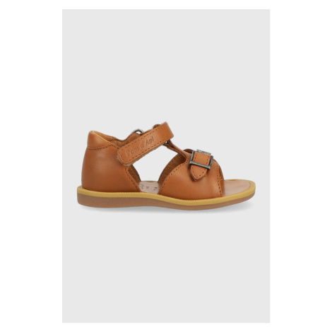 Detské kožené sandále Pom D'api hnedá farba