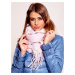 Pink checkered scarf with fringe