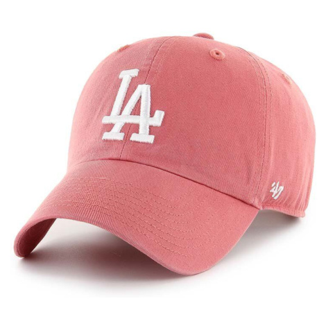 Bavlnená šiltovka 47brand MLB Los Angeles Dodgers ružová farba, s nášivkou, B-RGW12GWSNL-IRA 47 Brand