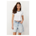 Trendyol Blue Ripped Denim Shorts & Bermuda