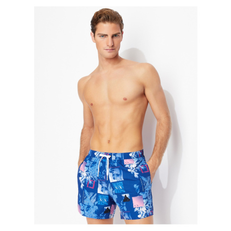 Blue Mens Patterned Swimwear Armani Exchange - Men